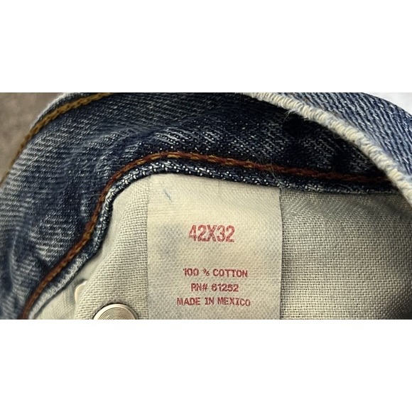 Arizona Relaxed Straight Leg Jeans Mens Size 42 X 32 Blue Denim Cotton 5 Pocket - Picture 5 of 10